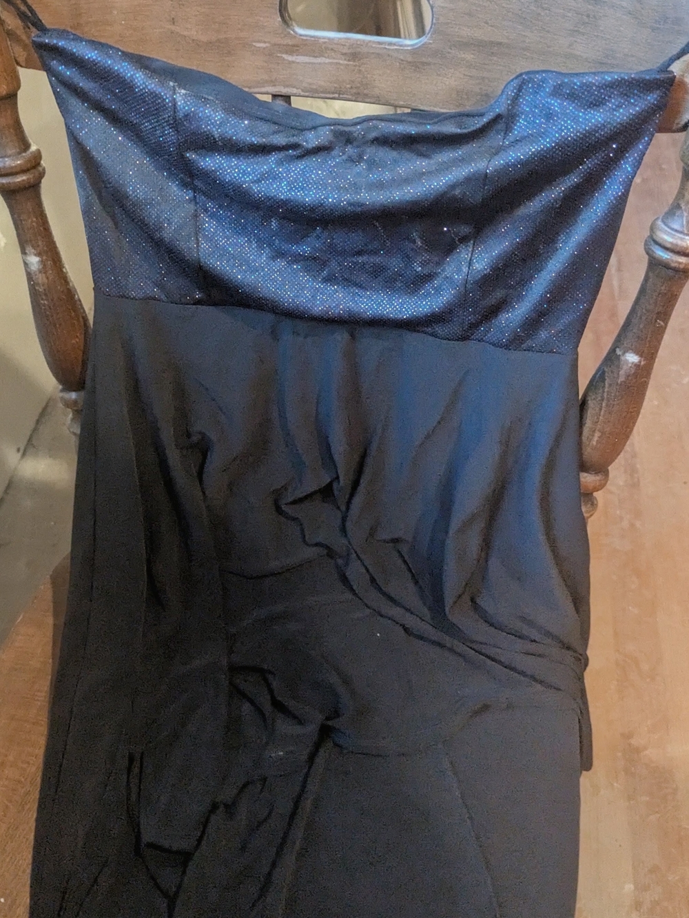 Black Strapless Evening Dress with Sparkle Bodice